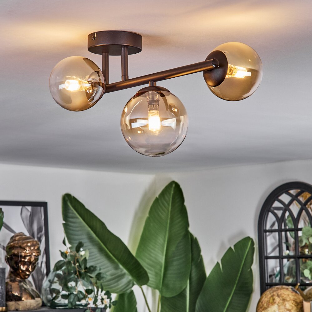 Chehalis Plafonnier, Boule lumineuse Ambre, Clair, 3 lumières