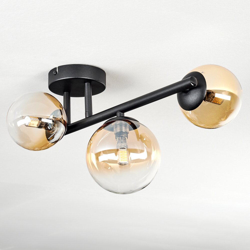 Chehalis Plafonnier, Boule lumineuse Ambre, Clair, 3 lumières