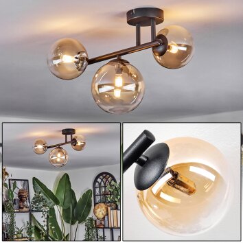 Chehalis Plafonnier, Boule lumineuse Ambre, Clair, 3 lumières Chehalis Plafonnier, Boule lumineuse Ambre, Clair, 3 lumières