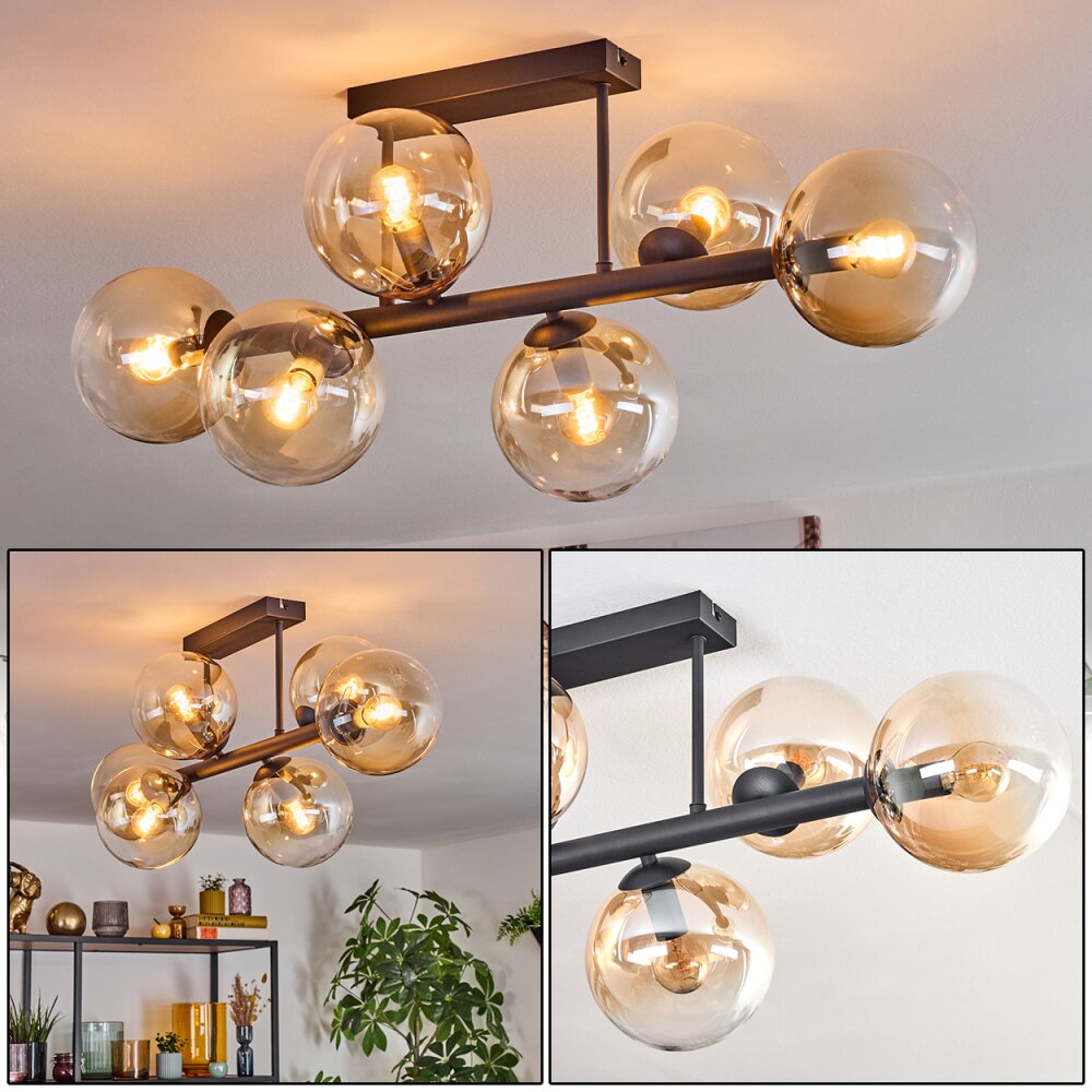 Gastor Plafonnier, Boule lumineuse Ambre, Clair, 6 lumières main product photo