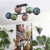 Koyoto Plafonnier, Boule lumineuse Bleu, Vert, Cuivré, 6 lumières