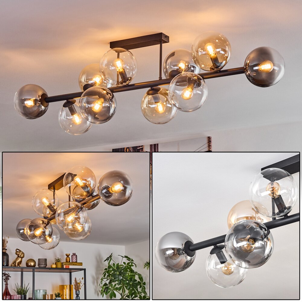 Gastor Plafonnier, Boule lumineuse Ambre, Clair, Fumé, 10 lumières main product photo