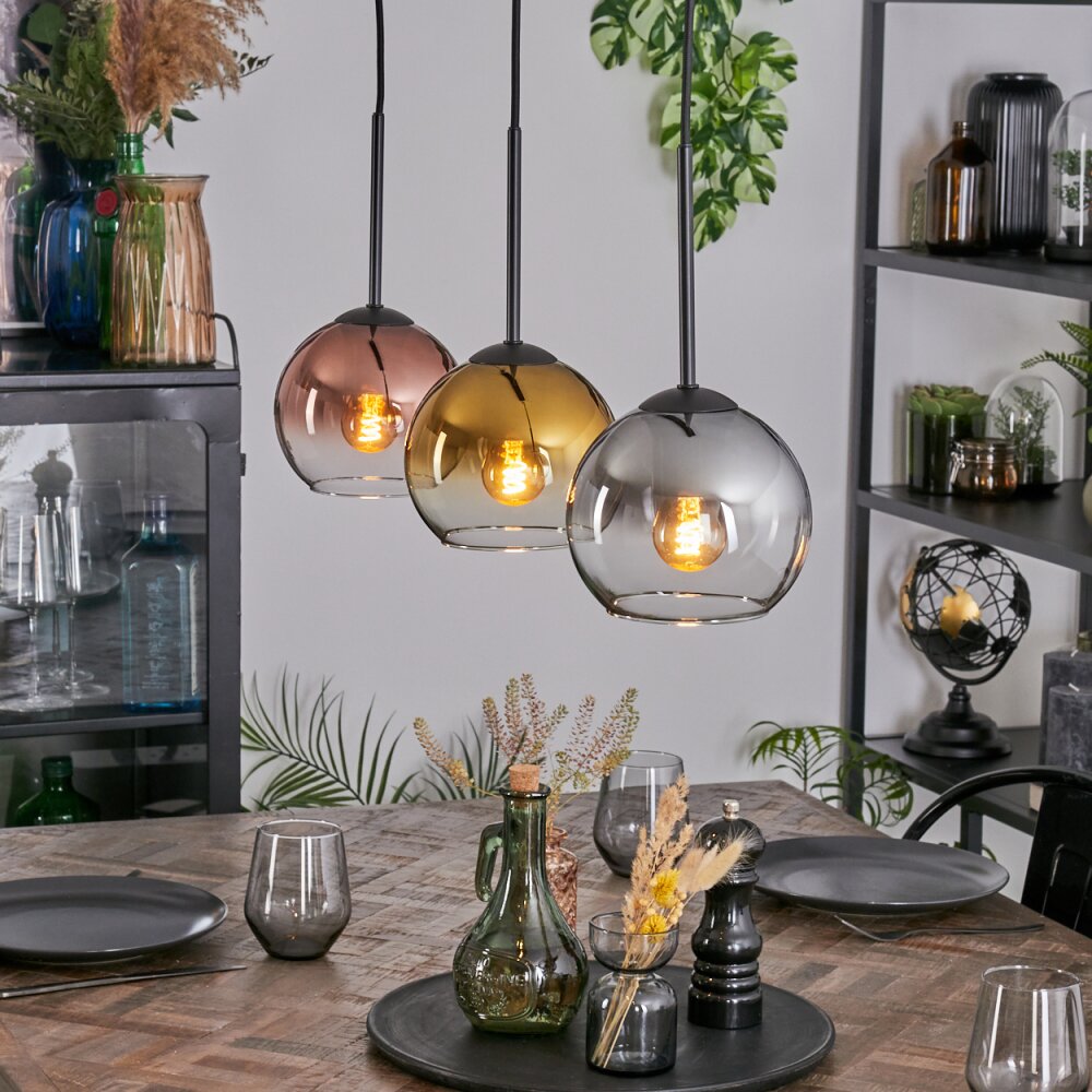 Koyoto Suspension, Boule lumineuse, Suspension Chrome, Or, Clair, Cuivré, Fumé, 3 lumières main product photo