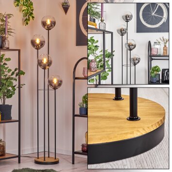 Gastor Lampadaire 30 cm Bois foncé, Noir, 4 lumières