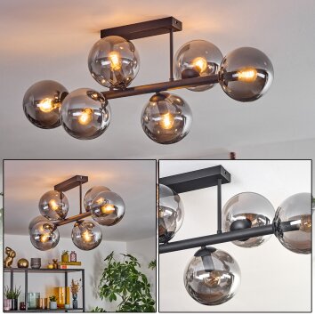 Gastor Plafonnier, Boule lumineuse Fumé, 6 lumières