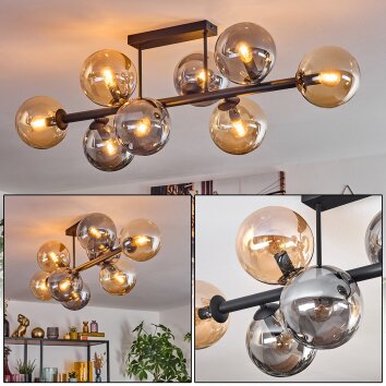 Gastor Plafonnier, Boule lumineuse Ambre, Fumé, 8 lumières Gastor Plafonnier, Boule lumineuse Ambre, Fumé, 8 lumières