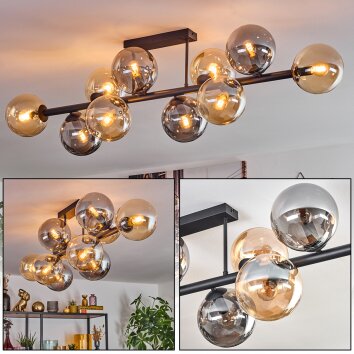 Gastor Plafonnier, Boule lumineuse Ambre, Fumé, 10 lumières Gastor Plafonnier, Boule lumineuse Ambre, Fumé, 10 lumières