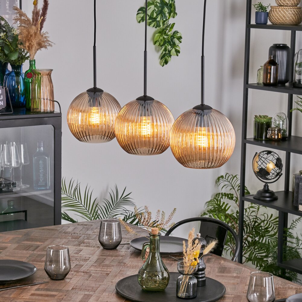 Koyoto Suspension, Boule lumineuse, Suspension Ambre, 3 lumières main product photo