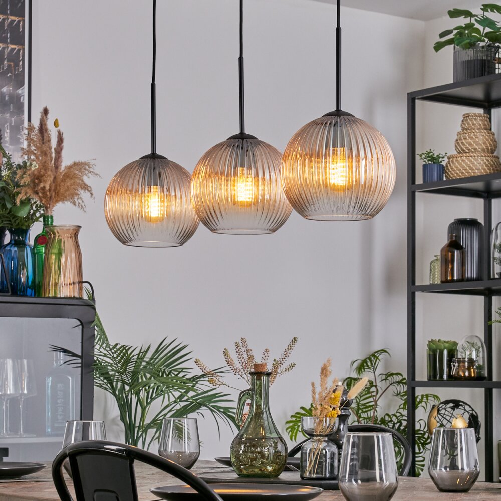 Koyoto Suspension, Boule lumineuse, Suspension Ambre, Clair, 3 lumières