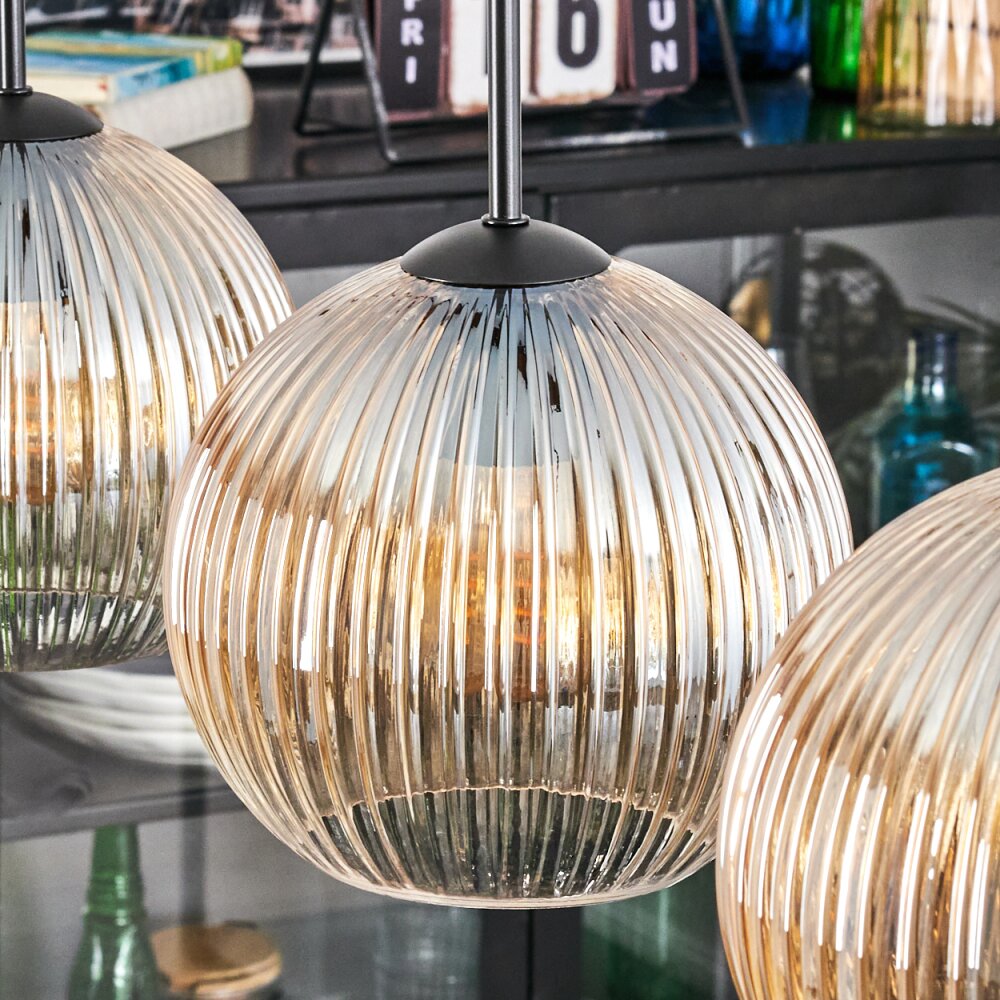Koyoto Suspension, Boule lumineuse, Suspension Ambre, Clair, 3 lumières
