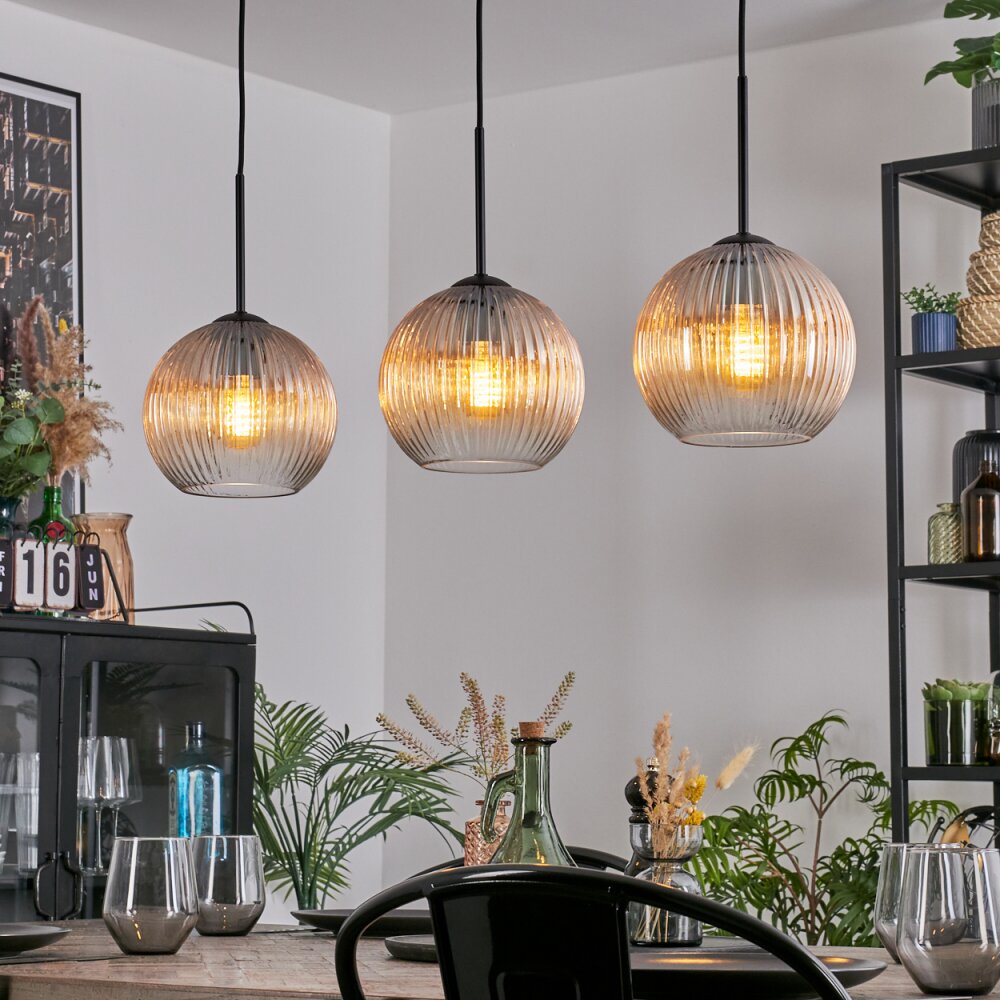 Koyoto Suspension, Boule lumineuse, Suspension Ambre, Clair, 3 lumières