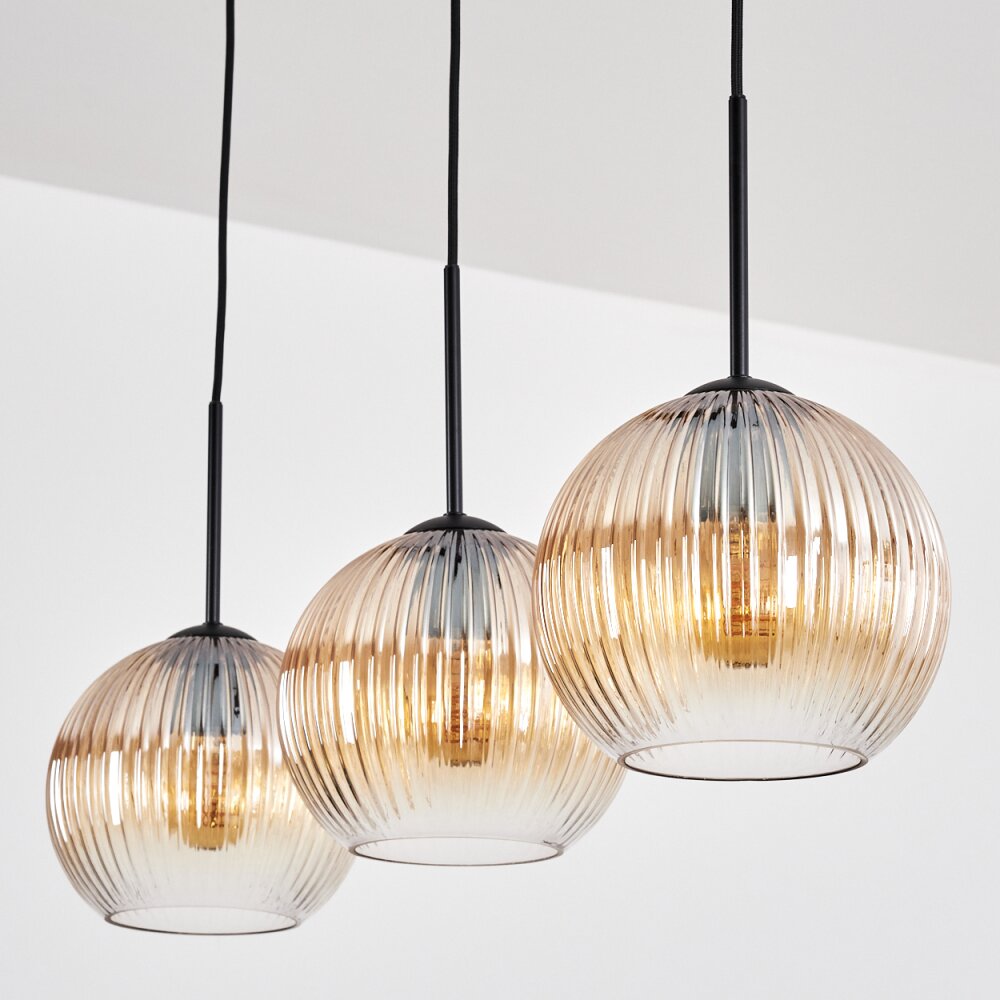 Koyoto Suspension, Boule lumineuse, Suspension Ambre, Clair, 3 lumières
