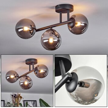 Chehalis Plafonnier, Boule lumineuse Fumé, 3 lumières Chehalis Plafonnier, Boule lumineuse Fumé, 3 lumières