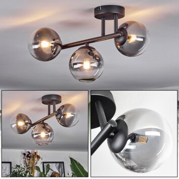 Chehalis Plafonnier, Boule lumineuse Clair, Fumé, 3 lumières Chehalis Plafonnier, Boule lumineuse Clair, Fumé, 3 lumières