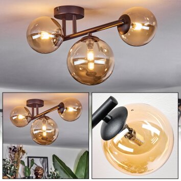 Chehalis Plafonnier, Boule lumineuse Ambre, 3 lumières Chehalis Plafonnier, Boule lumineuse Ambre, 3 lumières