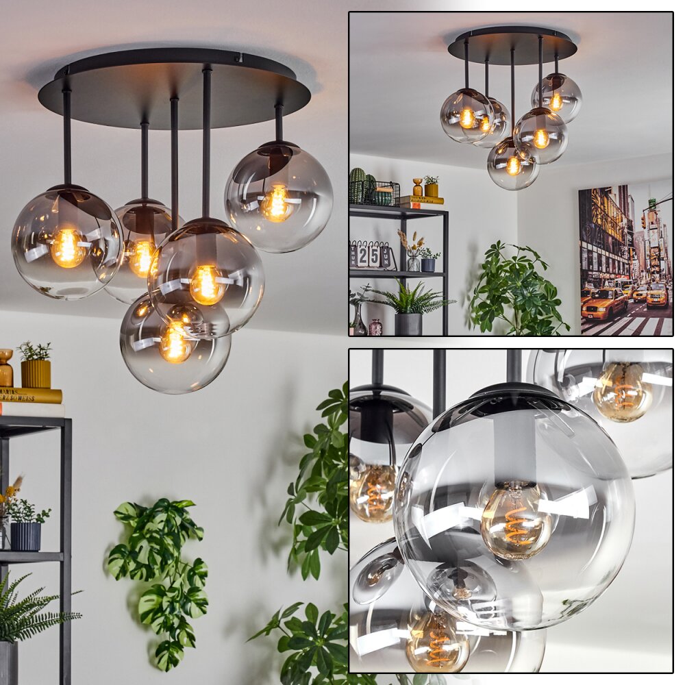 Gastor Plafonnier, Boule lumineuse 45 cm Clair, Fumé, 5 lumières main product photo