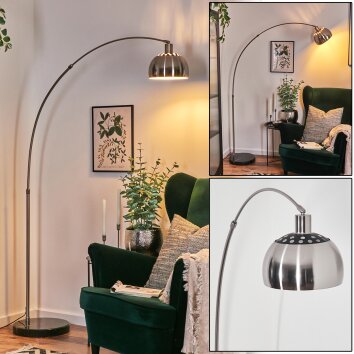 Baloca Lampadaire Nickel mat, Noir, 1 lumière