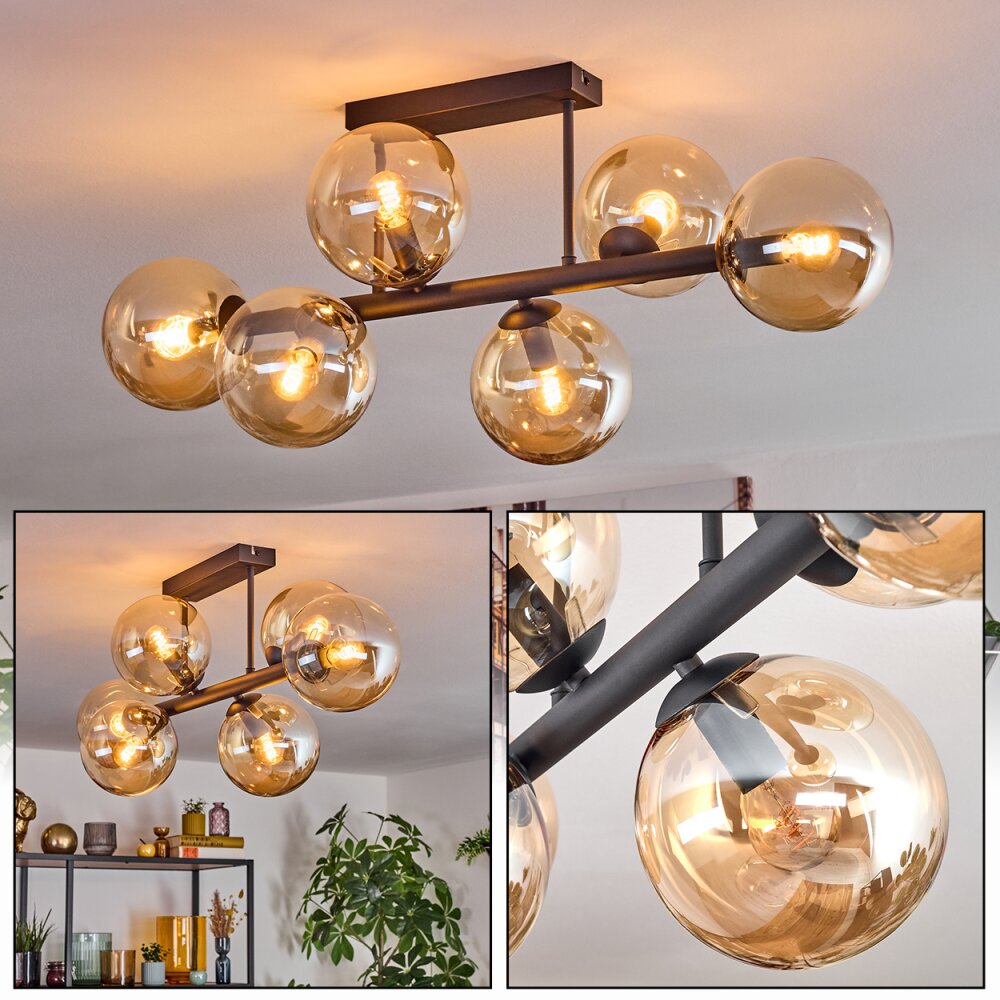 Gastor Plafonnier, Boule lumineuse Ambre, 6 lumières main product photo