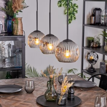 Ripoll Suspension, Boule lumineuse, Suspension Clair, Fumé, 3 lumières