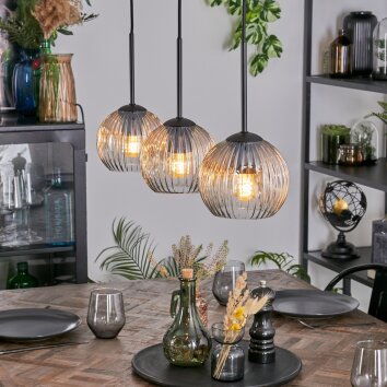 Ripoll Suspension, Boule lumineuse, Suspension Ambre, Clair, 3 lumières