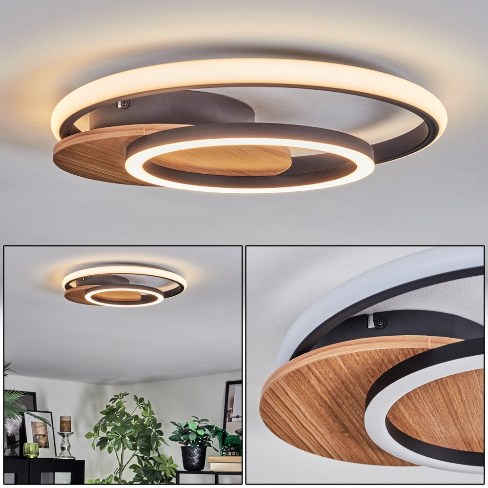 Rapoila Plafonnier LED Couleur bois, Noir, 1 lumière main product photo