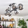 Gastor Plafonnier, Boule lumineuse Chrome, Clair, Fumé, 8 lumières