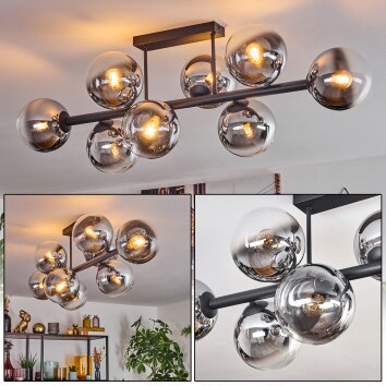 Gastor Plafonnier, Boule lumineuse Chrome, Clair, Fumé, 8 lumières
