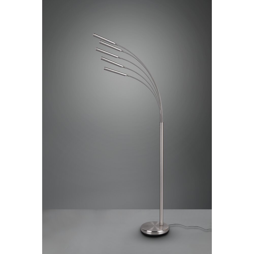 Lampadaire Reality Reed LED Nickel mat, 5 lumières