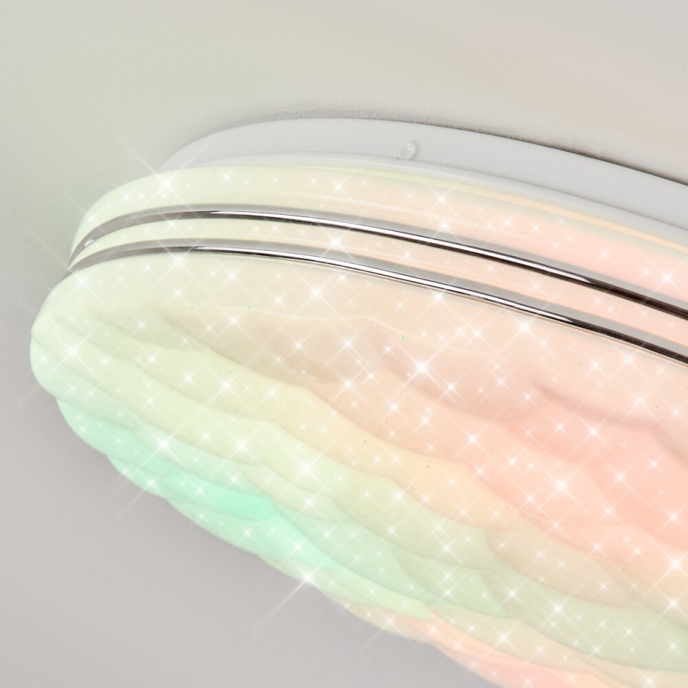 Plafonnier  Savardeix LED Chrome, Blanc, 1 lumière, Télécommandes, Changeur de couleurs