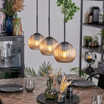 Koyoto Suspension, Boule lumineuse, Suspension Ambre, 3 lumières