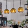 Koyoto Suspension, Boule lumineuse, Suspension Or, Clair, 3 lumières