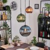 Koyoto Suspension, Boule lumineuse, Suspension, Suspension grappe Bleu, Vert, Cuivré, 3 lumières
