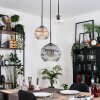 Ripoll Suspension, Boule lumineuse, Suspension, Suspension grappe Ambre, Clair, Fumé, 3 lumières