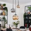 Ripoll Suspension, Boule lumineuse, Suspension, Suspension grappe Ambre, Chrome, Fumé, 3 lumières
