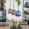 Koyoto Suspension, Boule lumineuse, Suspension Bleu, Vert, Cuivré, 3 lumières