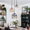 Ripoll Suspension, Boule lumineuse, Suspension grappe Ambre, Clair, Fumé, 3 lumières