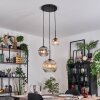 Ripoll Suspension, Boule lumineuse, Suspension grappe Ambre, Clair, Fumé, 3 lumières