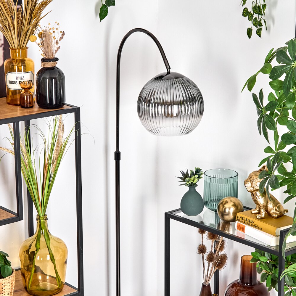 Koyoto Lampadaire Chrome, Noir, 1 lumière