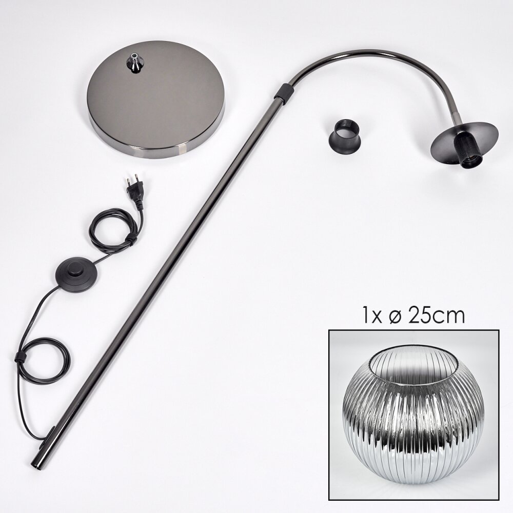 Koyoto Lampadaire Chrome, Noir, 1 lumière