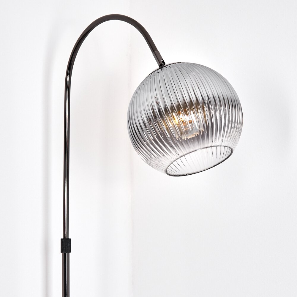 Koyoto Lampadaire Chrome, Noir, 1 lumière