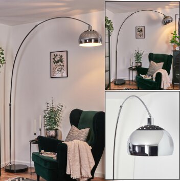 Baloca Lampadaire, Lampadaires arc Chrome, Noir, 1 lumière