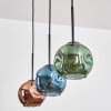 Ripoll Suspension, Boule lumineuse, Suspension Bleu, Vert, Cuivré, 3 lumières