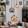 Ripoll Suspension, Boule lumineuse, Suspension grappe Ambre, Fumé, 3 lumières
