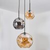 Ripoll Suspension, Boule lumineuse, Suspension grappe Ambre, Fumé, 3 lumières