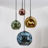 Ripoll Suspension, Boule lumineuse, Suspension grappe Bleu, Or, Vert, Cuivré, 4 lumières