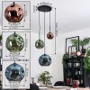 Ripoll Suspension, Boule lumineuse, Suspension grappe Bleu, Vert, Cuivré, 3 lumières