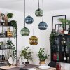 Koyoto Suspension, Boule lumineuse, Suspension grappe 45 cm Bleu, Or, Vert, 5 lumières