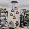 Koyoto Suspension, Boule lumineuse, Suspension grappe 45 cm Bleu, Or, Vert, 5 lumières