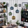 Koyoto Suspension, Boule lumineuse, Suspension grappe 45 cm Bleu, Or, Vert, 5 lumières