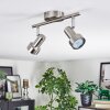 Edain Plafonnier, Spot de plafond LED Chrome, Nickel mat, 2 lumières